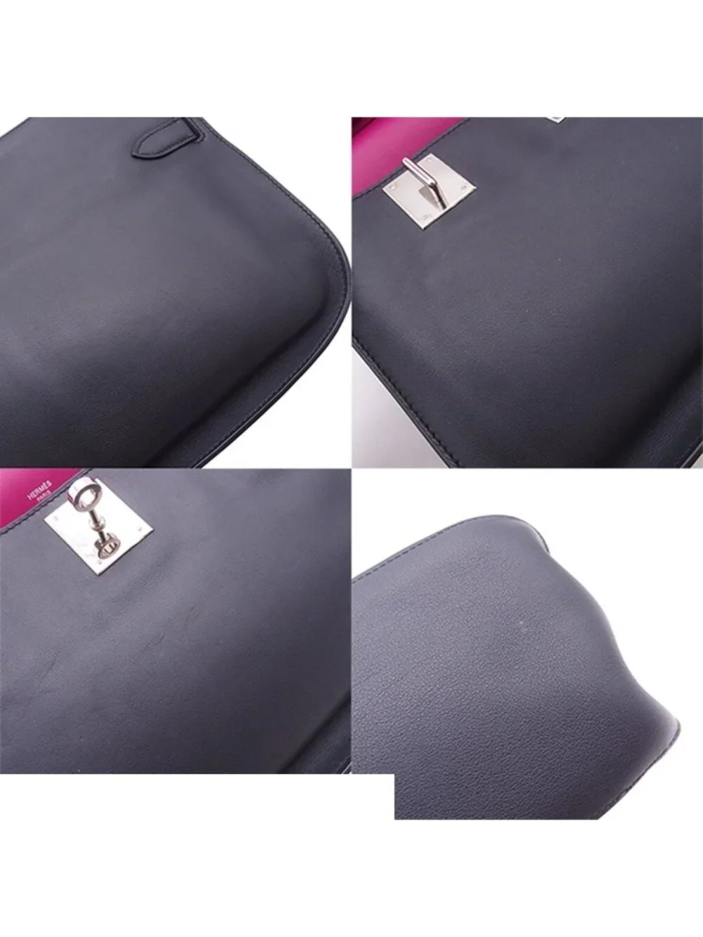 Hermes Gipsiere 28 Bicolor Blue Nuit Rose Purple Silver Swift Shoulder Bag